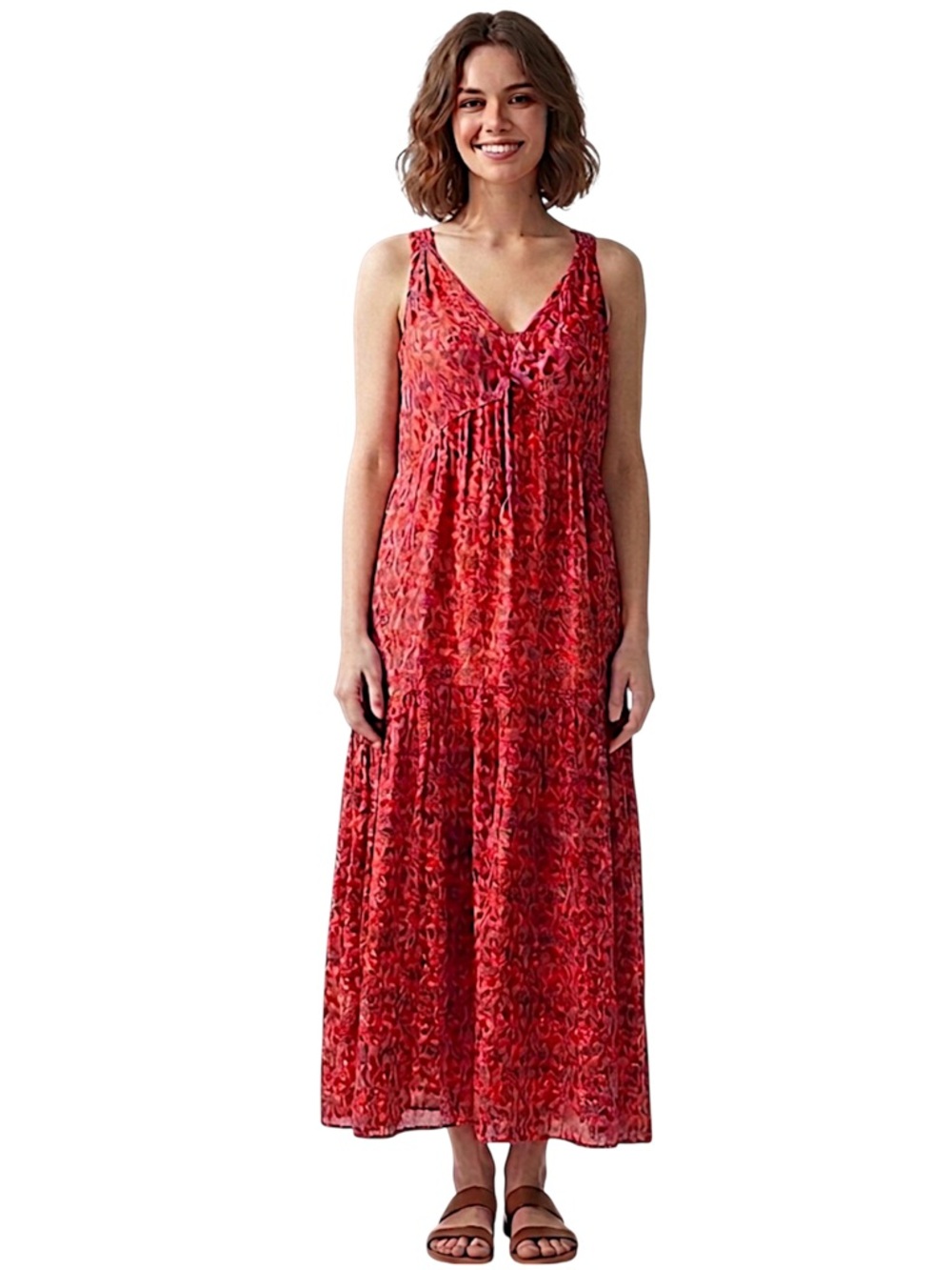 Joie Red Tiered Maxi Dress in Tea Rose NWT Size XL - Picture 15 of 15